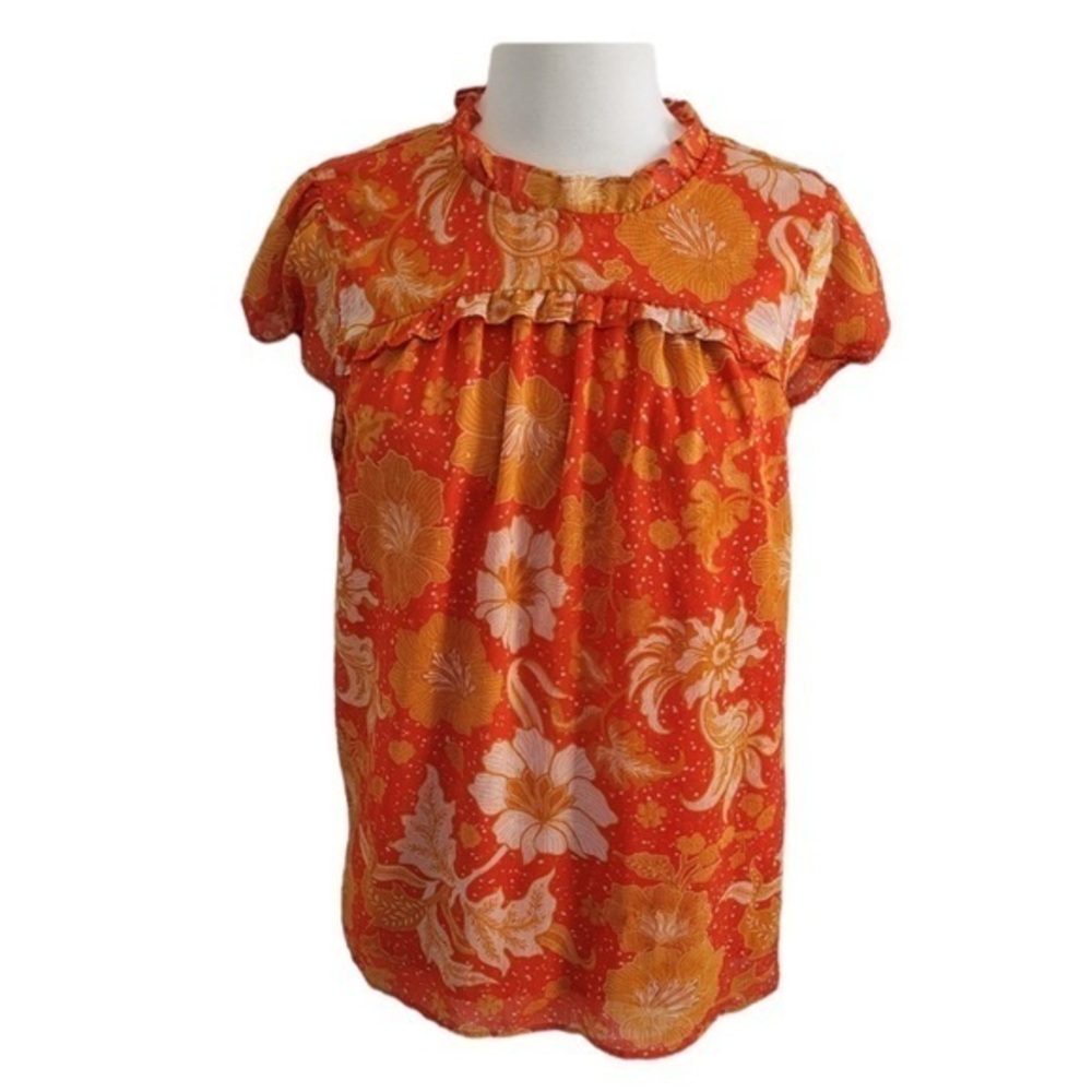 Joie Orange Floral Blouse